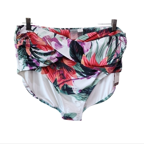 CALIA cross front high rise bikini bottom botanical island 2x 3x Plus Size Swim - Picture 1 of 6